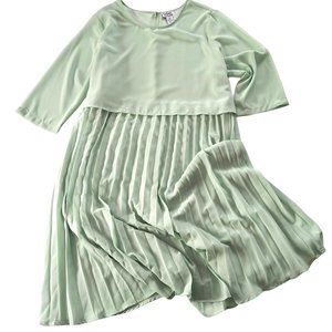 Anthony Richards Mint Green Pleated Flared Dress 22W Women’s Plus Size Elegant